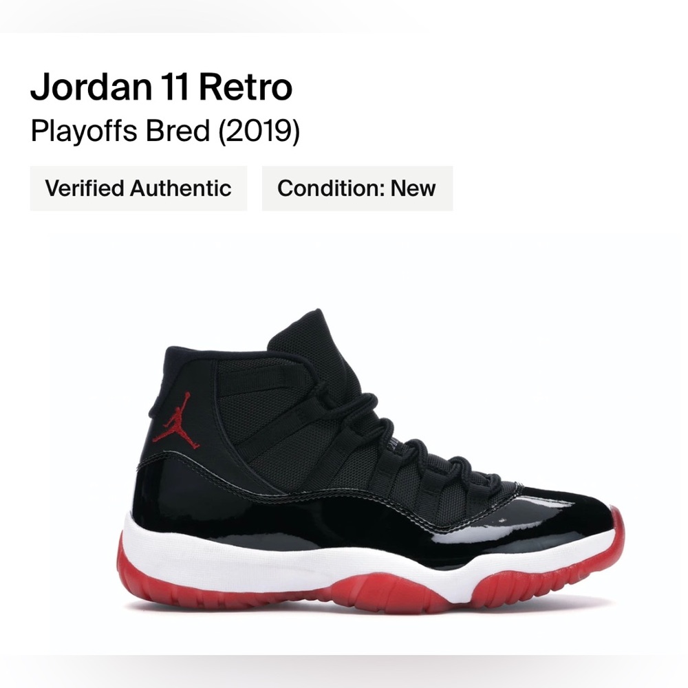 BNIB Jordan Retro 11 Playoff Bred 12 black/red